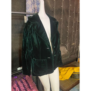 Women's Oscar de la Renta Green Velvet Blazer Jacket Size 14